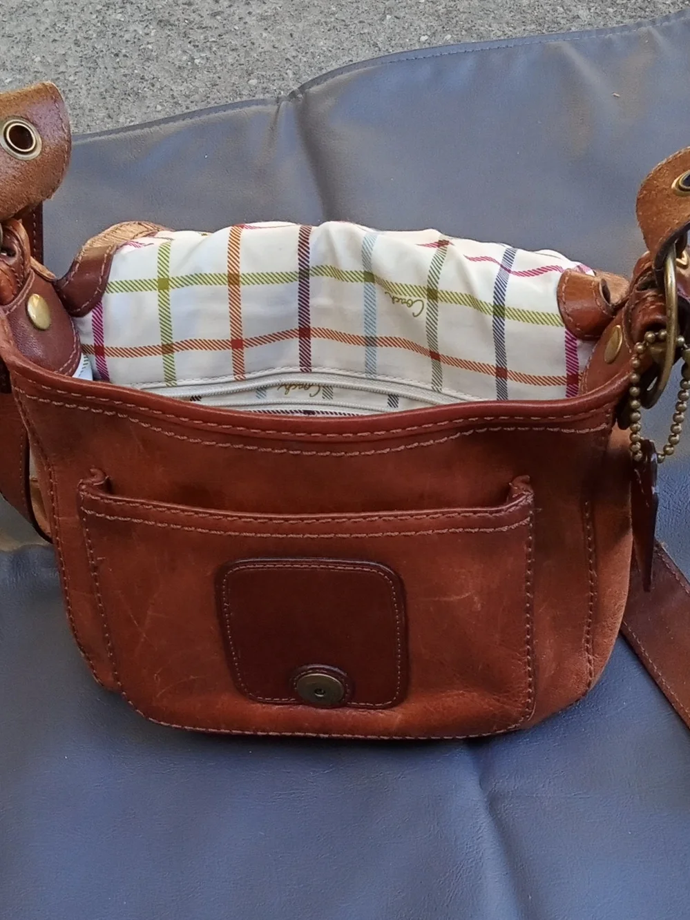 Coach Tan Leather Buckle Shoulder Bag